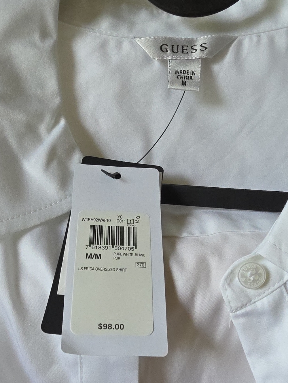 GUESS Men’s White Long-Sleeve Button-Down Shirt